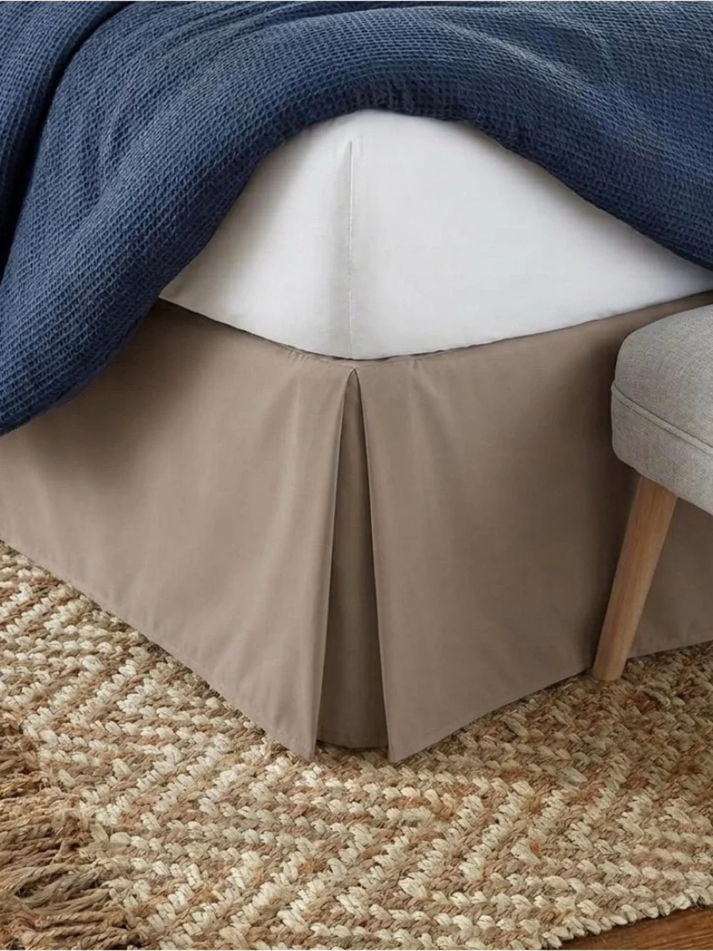 Pleated Taupe Bed Skirt — Classic Tailored Skirt